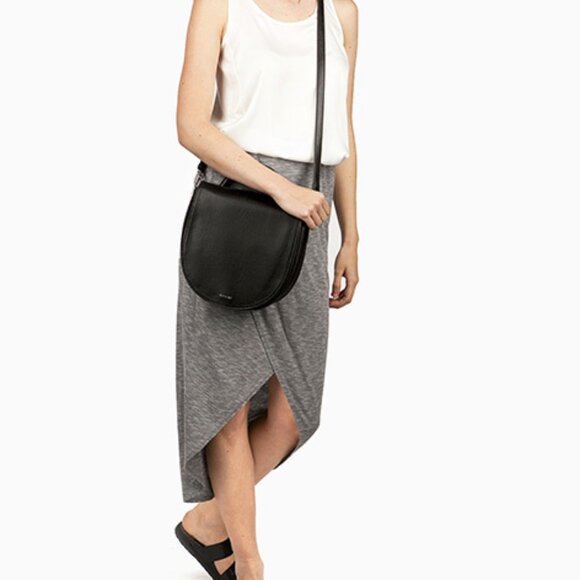 Matt & Nat Black "Parabole" Saddle Crossbody Bag with Flap Closure - Picture 2 of 3